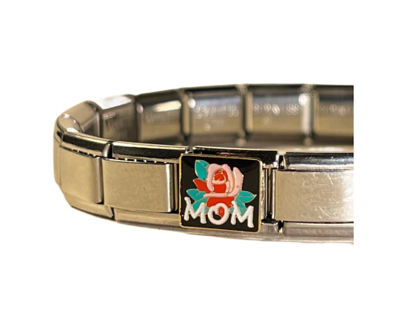 Cadeau pour maman, bracelets à breloques italiens pour femme, bracelet italien vintage 18 maillons, bracelet à breloques pour maman, cadeau pour maman image 6