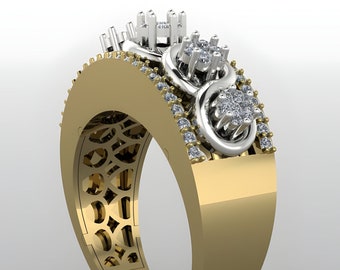 3D STL Elegant Five Flower Wedding Ring