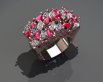 3D STL Printing | Marquise Diamond  | Pear Diamond | Engagement Ring | Fashion Ring