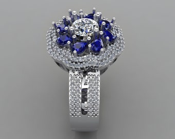 3D STL Glamorous Diamond Halo Engagement Ring