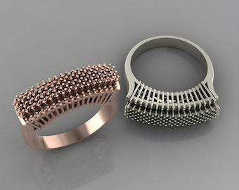 3D STL Printing | Engagement Rings |  Multi Row Dimond | paving ring