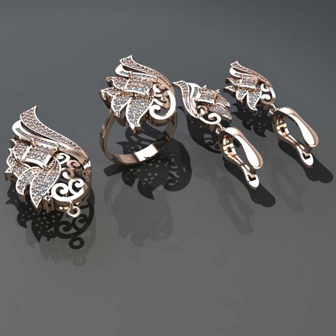 3D STL Printing | Women's Jewelry Sets | Pendant | Earring | Ring - Etsy