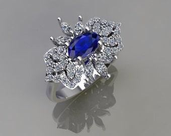 3D STL Printing | Promise Ring | Marquise Diamond | Oval Diamond | Sapphire