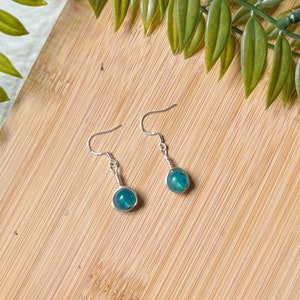 Wire wrapped pendant earrings, turquoise earrings, crystal gifts, lamp work beads, dainty silver jewelry, hypoallergenic, gemstones,sterling