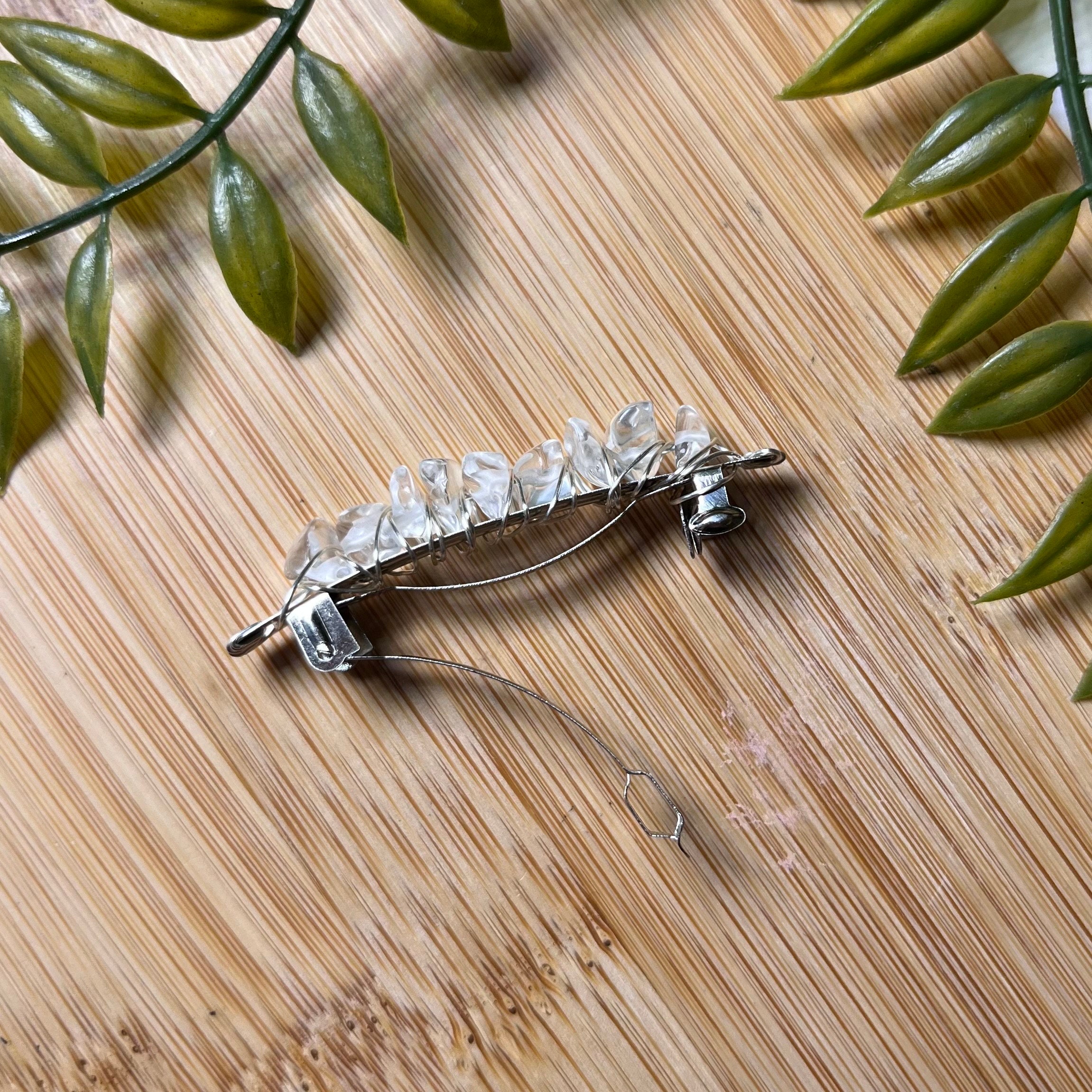 Clear Quartz Healing Crystal Hair Clip,elegant Dainty Silver  display picture 2