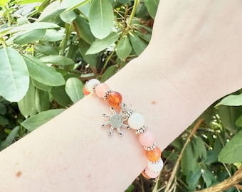 silver citrine crystal charm bracelet, empath protection jewelry, hippie boho celestial accessory, gift for wild child, present for witches