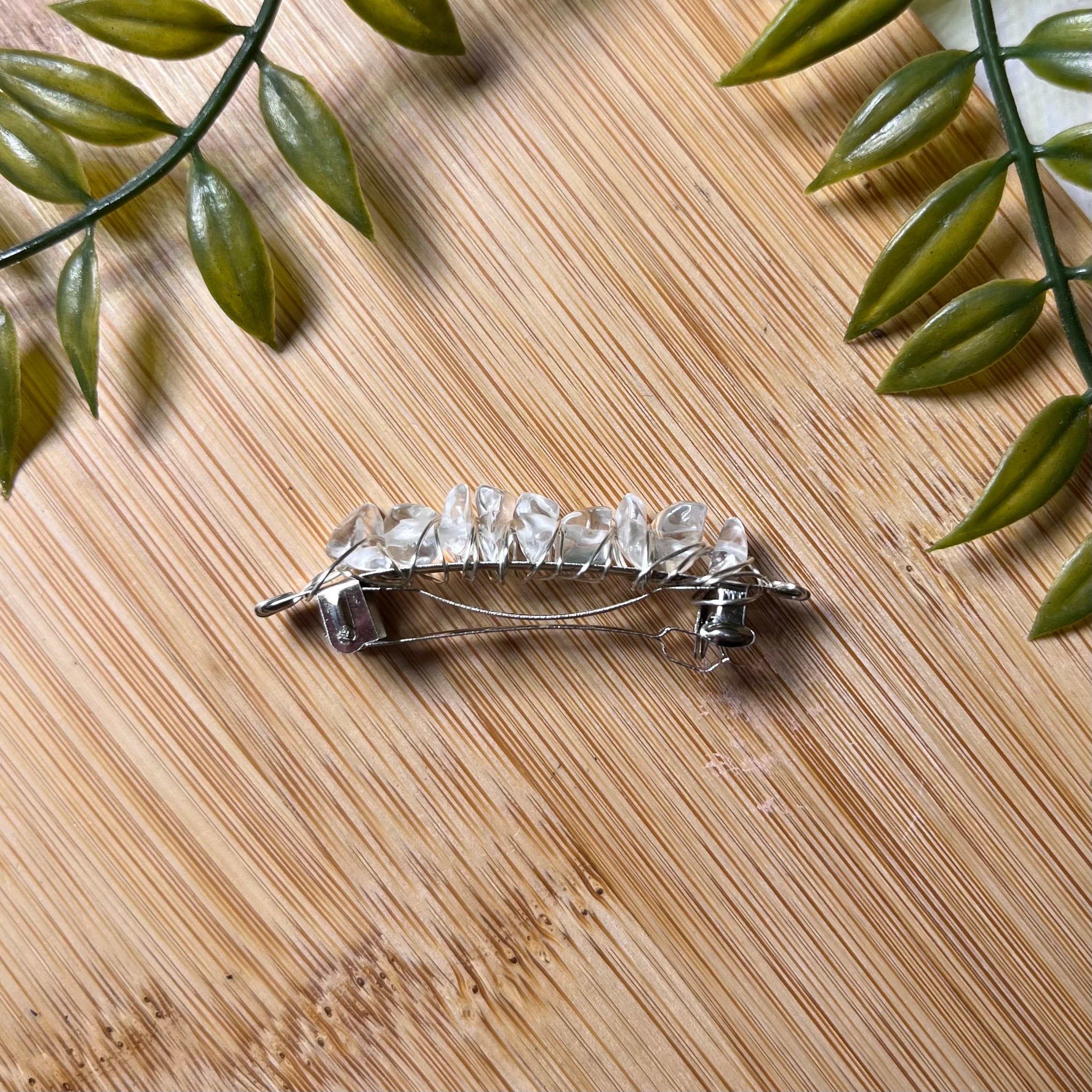 Clear Quartz Crystal Quartz Shards Hair Clip Silver Barrette Raw Crystal Hair Pins With Copper, Silver, Gold – Buddha  main image 3