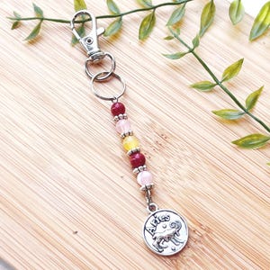 aries zodiac sign crystal keychain zodiac sign gift personalized crystal healing protection horoscope sign jewelry gemstone zodiac gift