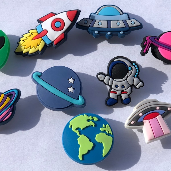 New Outer Space Croc Charms, Alien Jibbitz, Rocket Ship Shoe Charms, Spaceship Croc Charms, Astronaut Shoe Charms, Planets Croc Charms