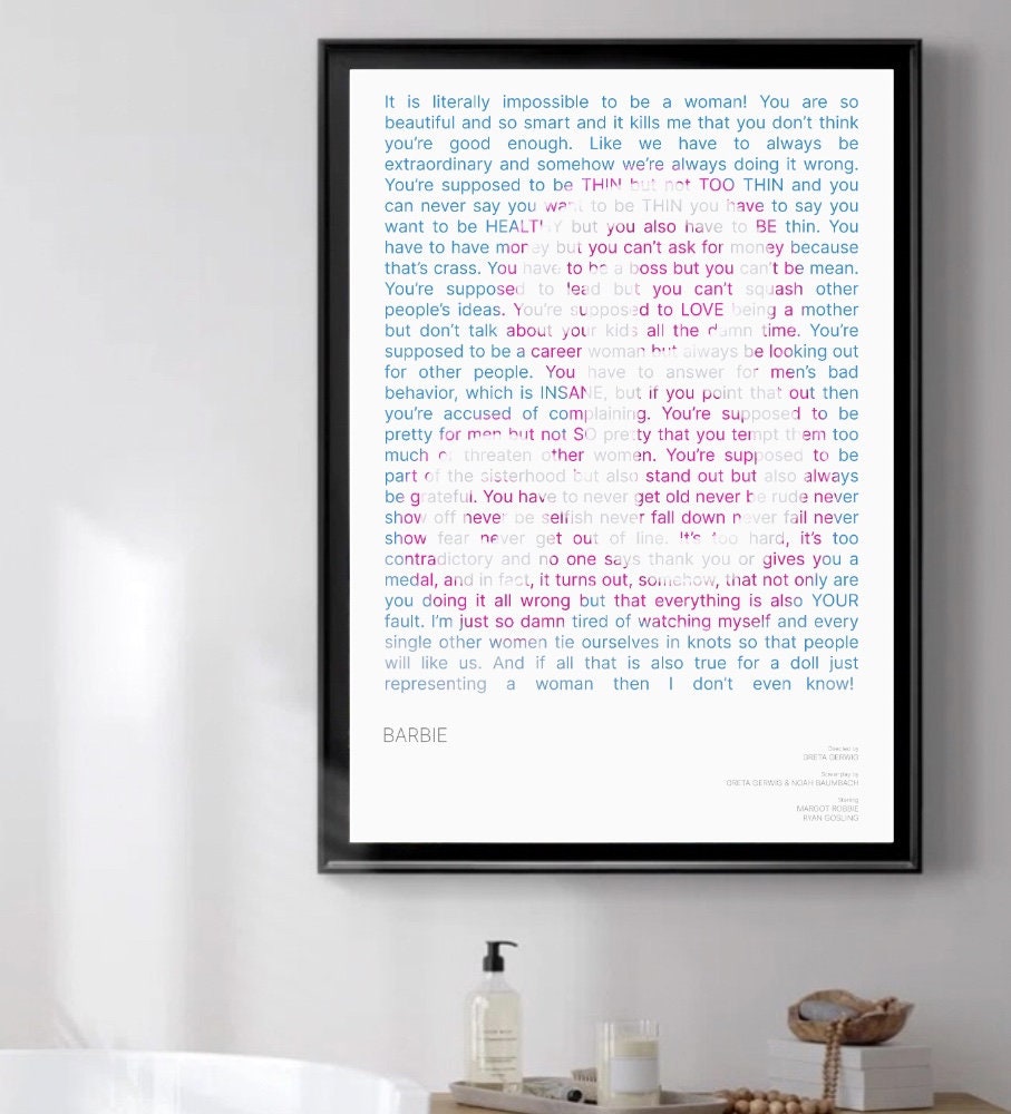Barbie Movie Script Art Gloria's Monologue Etsy