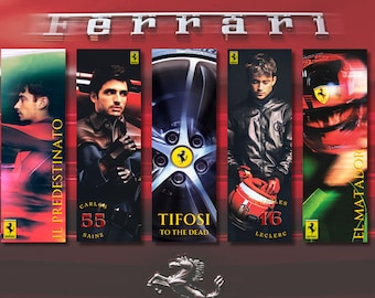 TIFOSI BOOKMARK, F1 bookmark, Scuderia Ferrari, Formula 1 bookmark, marker F1,  Formula 1 Driver Bookmark, racing driver, Charles Leclerc