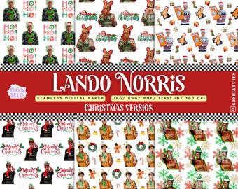 LANDO NORRIS  Wrapping Paper, Christmas Digital Paper, F1 Driver, Racing Driver, Seamless, Holiday Paper, Formula 1, Digital Product