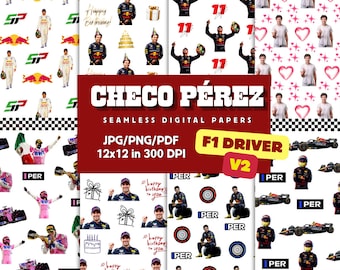 Sergio Pérez V2 Gift Wrapping Paper, Checo Pérez F1, F1 Driver, Racing Driver, Red Bull, Birthday Paper, Formula 1, Digital Product