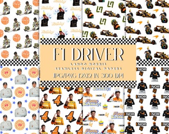 LANDO NORRIS Gift Wrapping Paper, Digital Paper, MCLAREN F1, F1 Driver, Racing Driver, Seamless, Birthday Paper, Formula 1, Digital Product