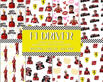 Gift Wrapping CHARLES LECLERC Paper, Digital Paper, F1, F1 Driver, Racing Driver, Ferrari, Birthday Paper, Formula 1, Digital Product