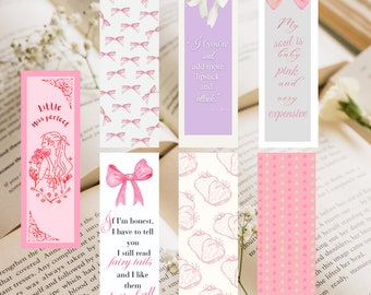 Printable Bookmarks, Coquette bookmarks, Digital Bookmark, Printable, Downloadable, Printable Bookmarks, Digital Bookmark, Instant Download