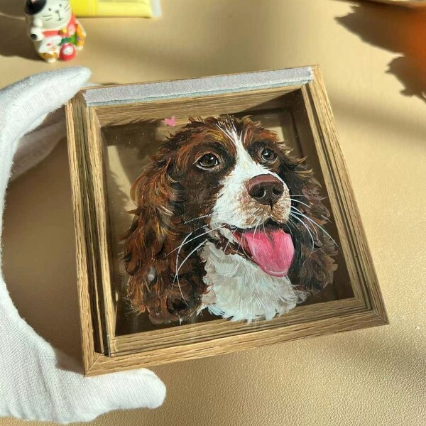 Custom Hand-Painted Watercolor Pet Portrait from Photo| Framed Glass Keepsake | Personalized Pet Paints| Unique Pet Loss Memorial | Pet Gift