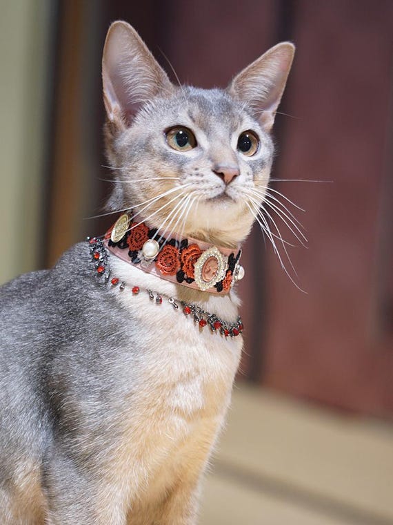Pink Victorian Cameo Pet Decorative Collar, Elegant Cat Necklace