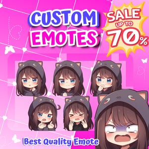 Emote personalizzate, Emote Twitch, Emote adesivi, Emote per streamer, Emote carine, Emote espressive, Emote chibi, Emote cartoon, GFS, personalizzate