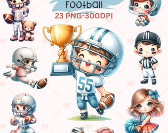 Watercolor American Football Clipart, Super Bowl Clipart, Watercolor PNG, Clipart for kid, watercolor Clipart PNG, Sport Clipart, Commercial