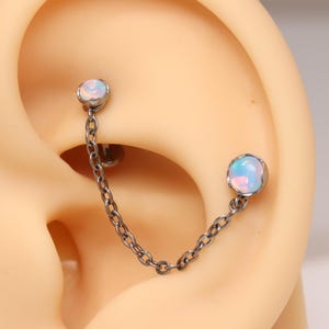 Nebula Opal Earring,Nose, Labret Stud -16G Labret-Tragus Cartilage -Conch Earring Helix-Titanium- Flat Back Stud