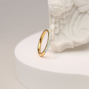 White Opal Nose Ring Hoop - Split Ring - Nose Ring - 316L Surgical Steel -20G 18G 16G - Hinged Seamless Clicker Ring