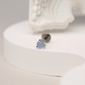 チタン ラブレット ノーズスタッド - グリーン/ブルー イミテーション ジェイド - 内ねじ - スタッド ラブレット - リップ ピアス ジュエリー 18G 16G