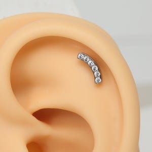 5/6/7/8/10mm Arc Earrings Stud 16G 18G Internally Threaded -Labret Cartilage  - Nose Stud - Conch Piercing