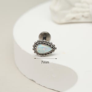 Opal Labret Studs Nose Stud-Titanium- Cartilage Earring Stud- Internally Threaded -16G 18G Piercing Jewelry