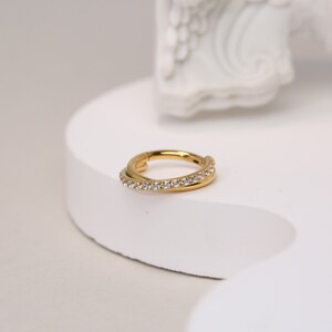 Hinged Segment Ring Hoop With CZ- 16G Cartilage Earring Hoop - Nose Rings - Nose Rings Hoop- 316L Surgical Steel