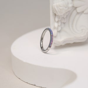 Purple Opal Nose Ring Hoop - Split Ring - Nose Ring - 316L Surgical Steel -20G 18G 16G - Hinged Seamless Clicker Ring