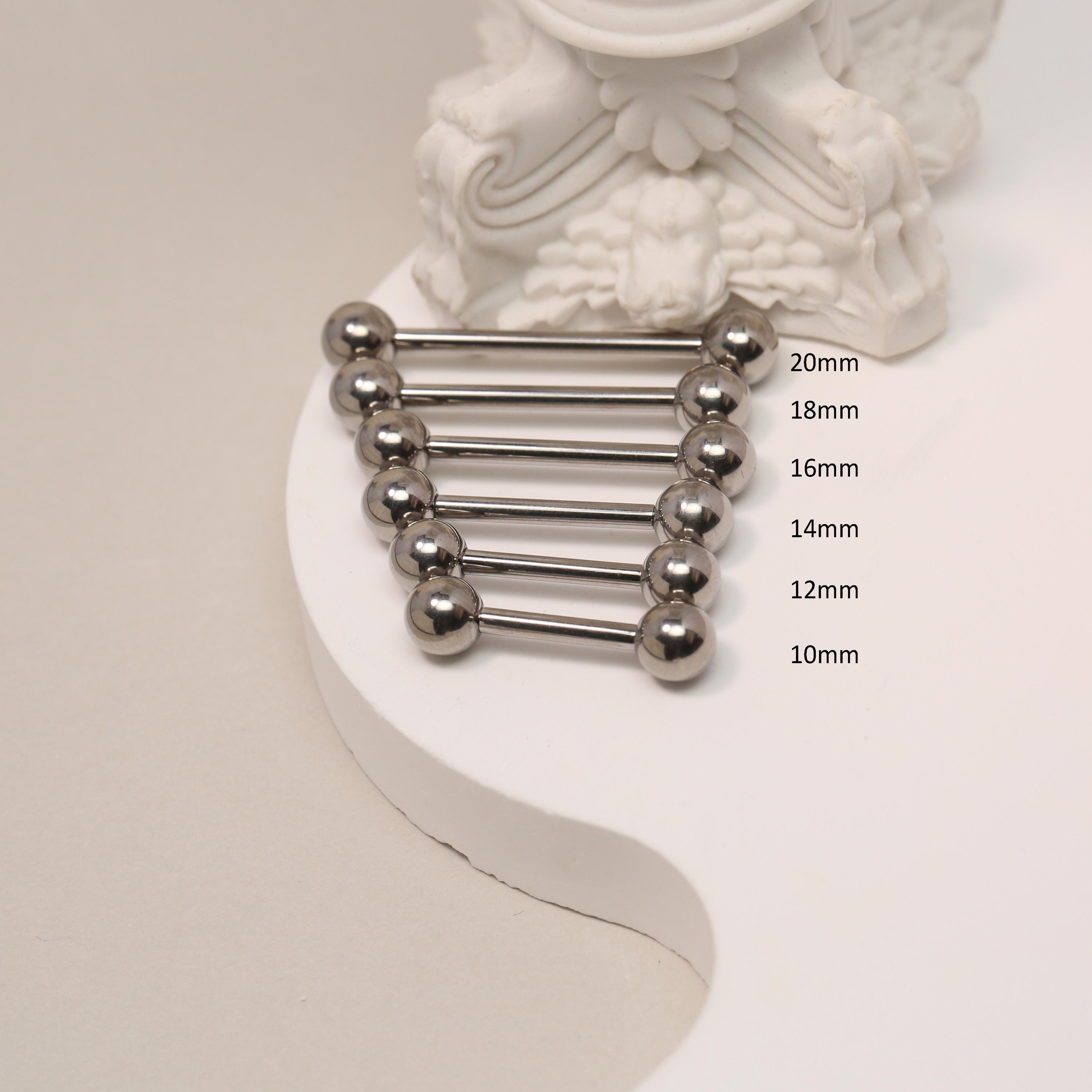Pair 12G 14G 16G Silver Nipple Rings  Titanium Nipple Barbell Body Jewelry Barbell Internally Threaded Tongue Piercing 10/12/14/16/18/20mm