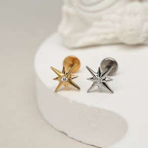 Titanium Earring, Nose, Labret Stud, 16/18G Labret, Tragus Cartilage Conch Earring, Helix Flat Back Stud, Tiny Flat Back Stud