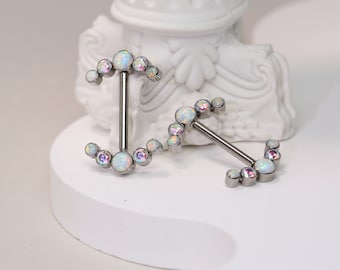 Silver Nipple Barbells- 14G Nipple Rings - G23 Solid Titanium- Nipple Jewelry- Nipple Piercings