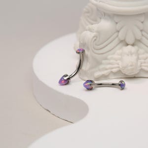 Blue/Purple/Black Opal Eyebrow Piercing Jewelry G23 Titanium Eyebrow Rings Curved Barbell 16G 6/8/10/12mm