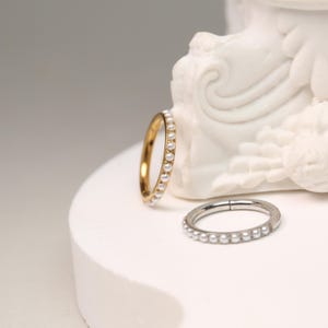 Nose Ring Hoop Pearl Piercing Jewelry Surgical Steel 16g Septum Jewelry Daith Earrings Clicker Hoop Piercing Rings