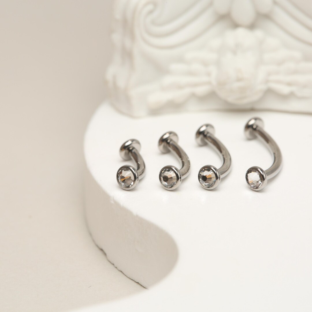 Gold/silver Swarovski White Diamond Eyebrow Stud- Eyebrow Jewelry - 16g ...
