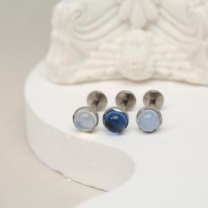 Tiny Opal Flat Back Stud Titanium-Earring -Nose -Labret Stud -16/18G Labret -Tragus Cartilage Conch Earring Helix