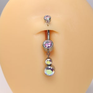 Hengkaixuan Titan Bauchnabel Ring 14G - Funkelnder Nabel Piercing Mit Zirkonia | 8-12mm Länge