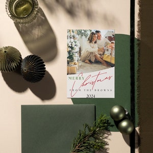Weihnachtskarte | Bearbeitbar | Vorlage | Leinwand | Handgefertigtes Design | Festlich | Weihnachtswünsche |  Familie | Foto | Hochladen