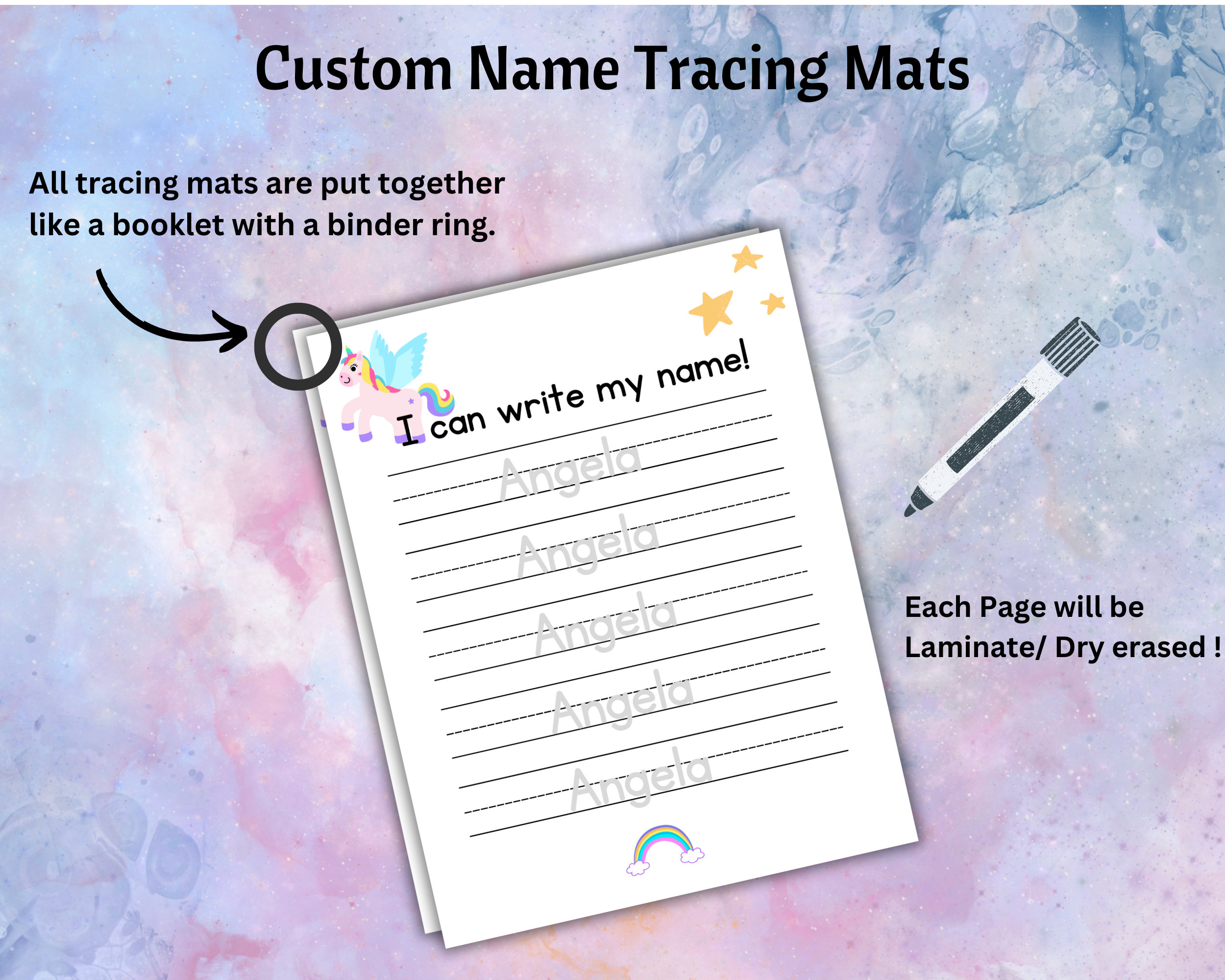 Custom Name Tracing Mats Laminated I Can Write My Name Dry Erased