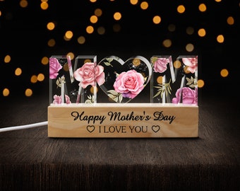 Custom Night Light for Mom, Mama 3D LED Light, First Mothers Day Gift 2024, Gift from Daughter, Mom Birthday Gift, Mama Acrylic Night Light