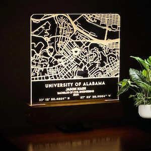 Personalized Graduation Gifts, Custom College Campus Map Acrylic Night Light, Grad Gift For Her Him, Class of 2024 Gift, PhD Graduation Gift