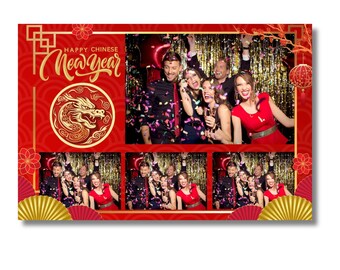 Chinese New Year Dragon Photobooth Template: Red and Gold (Instant Download)
