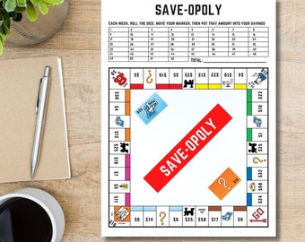 Saveopoly Savings Challenge: Printable Budgeting Game (Digital Download)