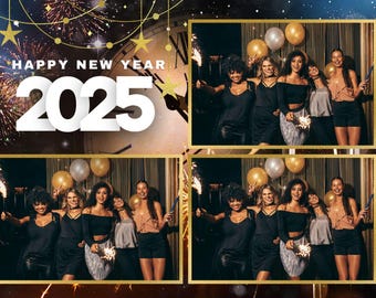 2025 New Year Photobooth Template: Black and Gold (Digital Download)
