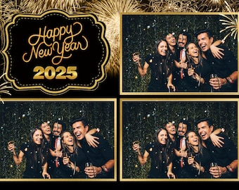2025 New Year's Eve Photo Booth Template: Black & Gold (Digital Download)