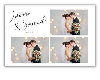 Simple Black & White Wedding Photo Booth Template, Instant download, Editable template via Canva