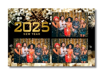 2025 New Year Photobooth Template: Black and Gold (Instant Download)