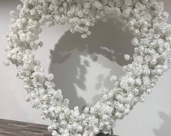 6.5ft Heart-Shaped Wedding Arch: 5D White Rose Arrangement